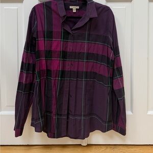 Burberry Purple and Pink Plaid Shirt